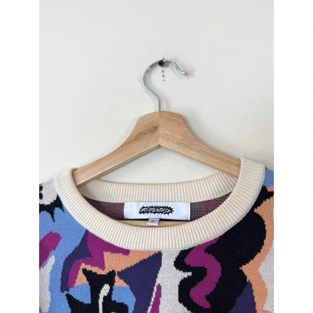 Mindliquid Studio Geometric Colorful Abstract Arc Streetwear Knit Sweater Small